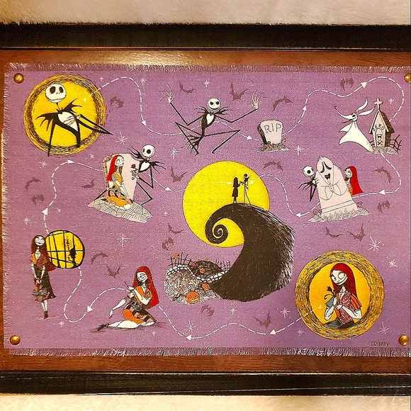 Disney Nightmare Before Christmas Printed Jack Skellington & Sally Canvas Print - Picture 1 of 11